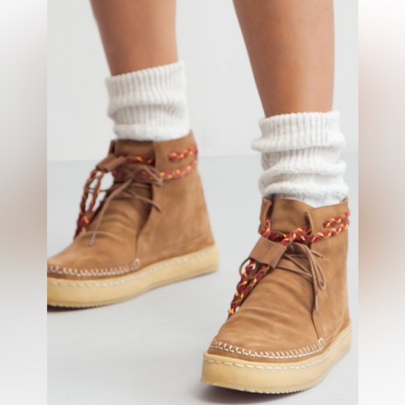 Anthropologie NEW Laidback London Argo Camel Shearling lace up ankle bootie 🎁 - Picture 8 of 8